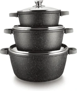 Cheffinger Steelpan Set 6-delig - 20-24-28cm - Zwart -Keuken Pot Winkel 1023x1200 1