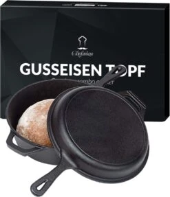 Chefarone Gietijzeren Pan - 2-in-1 Braadpan Inclusief Deksel - Geschikt Voor Alle Warmtebronnen -Keuken Pot Winkel 1034x1200