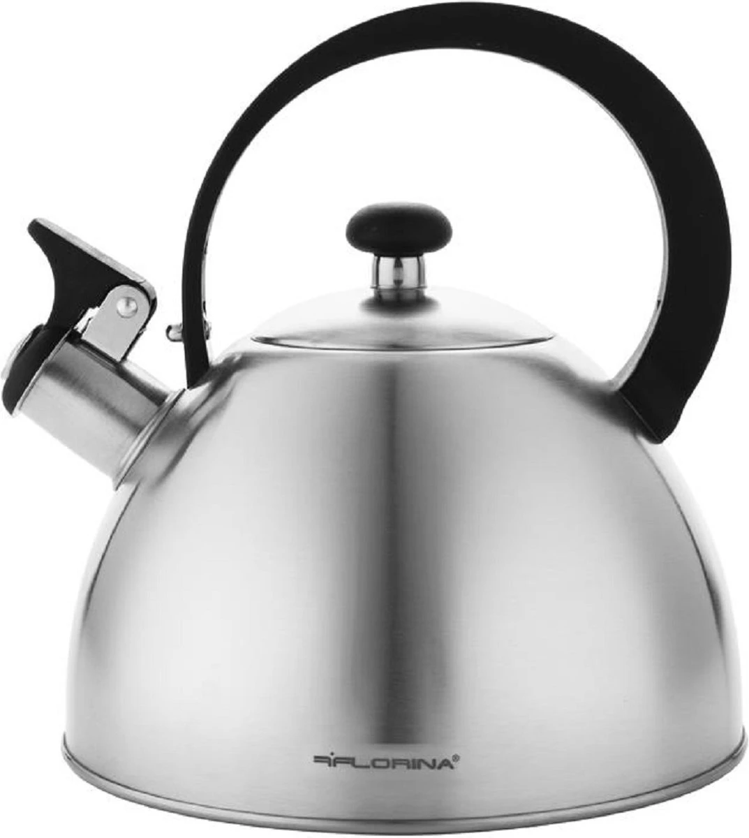 Florina Brillo Fluitketel 2,5L Voor Alle Warmtebronnen - Waterketel - Geborsteld RVS Zilver 1 Florina Brillo Fluitketel 2,5L Voor Alle Warmtebronnen - Waterketel - Geborsteld RVS Zilver