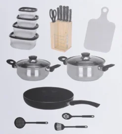 Excellent Houseware 18-delige Keukenset - RVS -Keuken Pot Winkel 1095x1200