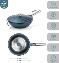 Westinghouse Performance Series - Wokpan Inductie - 28cm Luxe Wok Met Deksel - Blauw - Geschikt Voor Alle Warmtebronnen -Keuken Pot Winkel 1120x1200 1