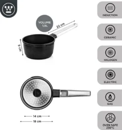 Westinghouse Performance Series - Steelpan Inductie 18cm - Zwart - Geschikt Voor Alle Warmtebronnen Inclusief Inductie En Ovenbestendig - Sauspan -Keuken Pot Winkel 1120x1200 11