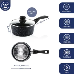 Westinghouse Steelpan Inductie - Ø 18 Cm - Zwart Marmer - Met Deksel - Sauspan -Keuken Pot Winkel 1190x1200 9