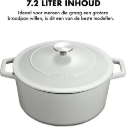 MOA Gietijzeren Braadpan - Inhoud 7,2 Liter - 30CM - Rond - Alle Warmtebronnen - Ook Voor Inductie - Gewicht 7,3 Kg - Wit - C30W -Keuken Pot Winkel 1192x1200 13