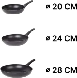 Masterchef Koekenpannen | 3-Delige Koekenpannenset | Inclusief 3 Inclusief Signature Collection Masterchef Messen | Ø 20, 24 En 28 Cm | Geschikt Voor Verschillende Warmtebronnen | Inductie, Elektrisch, Gas En Keramisch Pannenset | Vrij Van PFOA -Keuken Pot Winkel 1193x1200