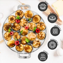 IRONO Poffertjespan Set - Incl. Doseerfles, Kwast En Vork - Poffertjespan Inductie En Electrisch - Poffertjesmaker 19 Poffertjes - Poffertjes Maken - Spuitfles - Cadeau Voor Mannen En Vrouwen -Keuken Pot Winkel 1198x1200 4
