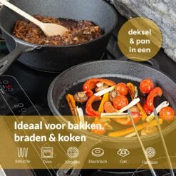 Chefarone Gietijzeren Pan - 2-in-1 Braadpan Inclusief Deksel - Geschikt Voor Alle Warmtebronnen -Keuken Pot Winkel 1199x1200 5