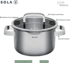 Sola Pannenset Juvia - 4 Delig - Ø 16,16,18,20 Cm - Zilver - RVS - Sandwichbodem -Keuken Pot Winkel 1200x1069