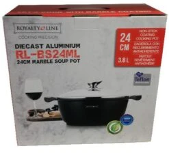Royalty Line - Marble Soep/braadpan - Met Glazen Deksel Zwart - 24 CM. RL-BS24ML -Keuken Pot Winkel 1200x1086 2