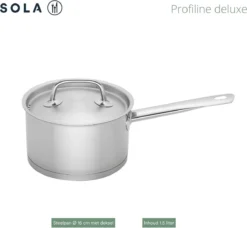 Sola Steelpan Profiline Deluxe - Ø 16 Cm - Zilver - RVS - Sandwichbodem 9 Sola Steelpan Profiline Deluxe - Ø 16 Cm - Zilver - RVS - Sandwichbodem -Keuken Pot Winkel 1200x1108 3