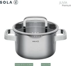 Sola Pannenset Juvia - 4 Delig - Ø 16,16,18,20 Cm - Zilver - RVS - Sandwichbodem -Keuken Pot Winkel 1200x1110