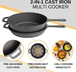 Nuovva 2-in-1 Gietijzeren Steelpan En Braadpan Of Grillplaat Met Dubbel Functie Koekenpan Deksel - 3 Liter - 26cm 8 Nuovva 2-in-1 Gietijzeren Steelpan En Braadpan Of Grillplaat Met Dubbel Functie Koekenpan Deksel - 3 Liter - 26cm -Keuken Pot Winkel 1200x1134