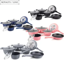 Royalty Line 10-delige Pannenset-- RVS - Gietijzer- Roze -Keuken Pot Winkel 1200x1137