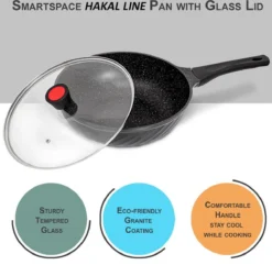 Marble Coating Wokpan Inductie - Met Glazen Deksel - Zwart - 30 Cm -Keuken Pot Winkel 1200x1169