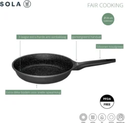 Sola - Fair Cooking Zwart/wit Greblon Anti Aanbaklaag -Keuken Pot Winkel 1200x1184