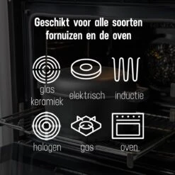 Daumonet Ducasse Gietijzeren Double Use Braadpan - Combi Sudderpan Zwart - 2-in-1 Bak- En Braadpan - PFAS & PFOA Vrij - Rond - Ø 26 Cm - 4,4 Liter - Emaille - Alle Warmtebronnen - Elektrisch - Gas - Halogeen - Inductie - Keramisch -Keuken Pot Winkel 1200x1199 19