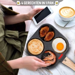 W&Z® Pannenkoekenpan Inductie - Pancake Pan - Omeletpan - Omeletmaker -Eierpan- Anti Aanbak - 4 Vakjes -Keuken Pot Winkel 1200x1200 1005