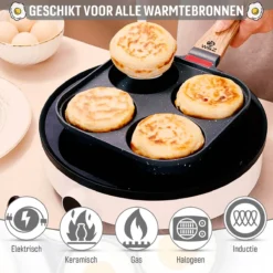 W&Z® Pannenkoekenpan Inductie - Pancake Pan - Omeletpan - Omeletmaker -Eierpan- Anti Aanbak - 4 Vakjes -Keuken Pot Winkel 1200x1200 1006