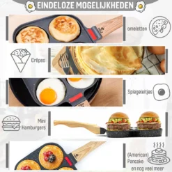W&Z® Pannenkoekenpan Inductie - Pancake Pan - Omeletpan - Omeletmaker -Eierpan- Anti Aanbak - 4 Vakjes -Keuken Pot Winkel 1200x1200 1007