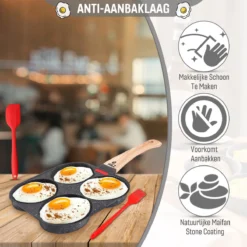 W&Z® Pannenkoekenpan Inductie - Pancake Pan - Omeletpan - Omeletmaker -Eierpan- Anti Aanbak - 4 Vakjes -Keuken Pot Winkel 1200x1200 1008