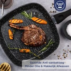 Westinghouse Grillpan - Ø 28 Cm - Zwart Marmer - Geschikt Voor Alle Warmtebronnen Inclusief Inductie - Steakpan Met Antiaanbaklaag- Aluminium -Keuken Pot Winkel 1200x1200 1101