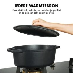 MOA Gietijzeren Braadpan - Inhoud 4,7 Liter - 29CM - Ovaal - Alle Warmtebronnen - Ook Voor Inductie - Gewicht 5,7 Kg - Zwart - C29B -Keuken Pot Winkel 1200x1200 1159