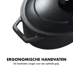 MOA Gietijzeren Braadpan - Inhoud 4,7 Liter - 29CM - Ovaal - Alle Warmtebronnen - Ook Voor Inductie - Gewicht 5,7 Kg - Zwart - C29B -Keuken Pot Winkel 1200x1200 1160
