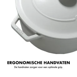 MOA Gietijzeren Braadpan - Inhoud 5,7 Liter - 26CM - Rond - Alle Warmtebronnen - Ook Voor Inductie - Gewicht 5,8 Kg - Wit - C26W -Keuken Pot Winkel 1200x1200 1176