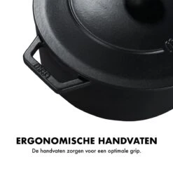 MOA Gietijzeren Braadpan - Inhoud 5,7 Liter - 26CM - Rond - Alle Warmtebronnen - Ook Voor Inductie - Gewicht 5,8 Kg - Zwart - C26B -Keuken Pot Winkel 1200x1200 1191
