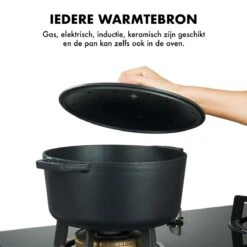 MOA Gietijzeren Braadpan - Inhoud 5,7 Liter - 26CM - Rond - Alle Warmtebronnen - Ook Voor Inductie - Gewicht 5,8 Kg - Zwart - C26B -Keuken Pot Winkel 1200x1200 1194