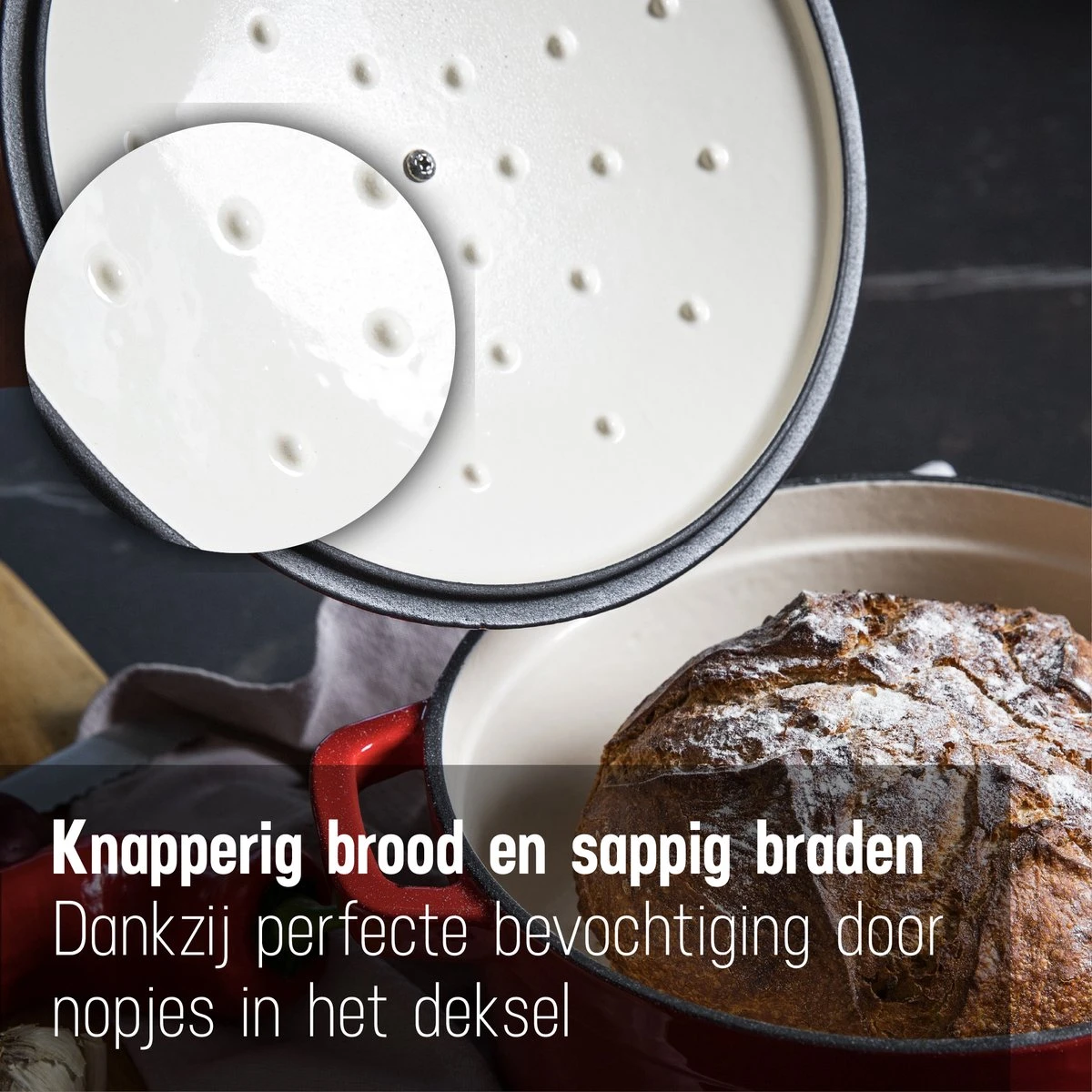 Daumonet Carême Rouge Gietijzeren Braadpan - Sudderpan Kersen Rood - Rond - Ø26 Cm - 4,4 Liter - PFAS & PFOA Vrij - Emaille - Geschikt Voor Alle Warmtebronnen - Elektrisch - Gas - Halogeen - Inductie - Keramisch - Vaatwasserbestendig 3 Daumonet Carême Rouge Gietijzeren Braadpan - Sudderpan Kersen Rood - Rond - Ø26 Cm - 4,4 Liter - PFAS & PFOA Vrij - Emaille - Geschikt Voor Alle Warmtebronnen - Elektrisch - Gas - Halogeen - Inductie - Keramisch - Vaatwasserbestendig - Afbeelding 3