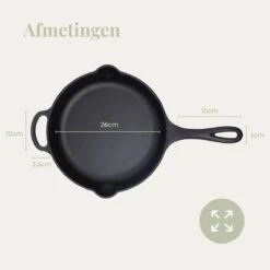 Belluci - Ø26cm - Koekenpan - Skillet + Deksel Geëmailleerde Gietijzeren Pan Voor BBQ En Inductie Incl. Accessoires - Hapjespan - Braadpan -Keuken Pot Winkel 1200x1200 1256