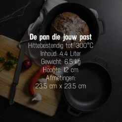 Daumonet Ducasse Gietijzeren Double Use Braadpan - Combi Sudderpan Zwart - 2-in-1 Bak- En Braadpan - PFAS & PFOA Vrij - Rond - Ø 26 Cm - 4,4 Liter - Emaille - Alle Warmtebronnen - Elektrisch - Gas - Halogeen - Inductie - Keramisch -Keuken Pot Winkel 1200x1200 1295