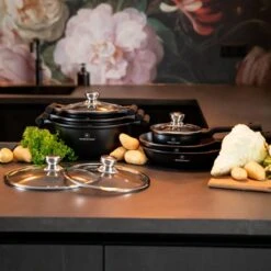 Herenthal Inductie Pannenset - Luxe 10-delige Koekenpanset - Voor Alle Warmtebronnen - Met Glazen Deksels En Koudgrepen - Zwart -Keuken Pot Winkel 1200x1200 146