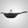 Royalty Line Marble Coating Wokpan - Met Glazen Deksel - Zwart - 32 Cm
