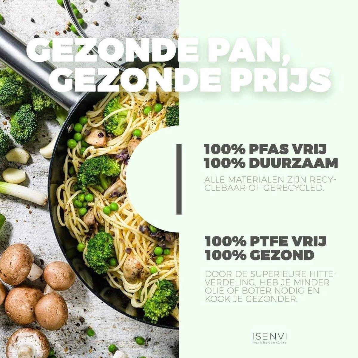 ISENVI Avon Keramische Wok Met Deksel 36 CM - Ergo Greep 5 ISENVI Avon Keramische Wok Met Deksel 36 CM - Ergo Greep - Afbeelding 5