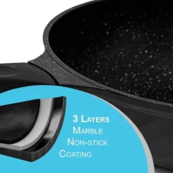 Marble Coating Wokpan Inductie - Met Glazen Deksel - Zwart - 30 Cm -Keuken Pot Winkel 1200x1200 298