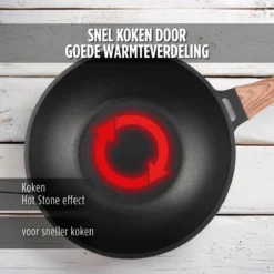 Rosmarino Black Line - Wokpan - Ø30cm - 100% PFAS & PFOA Vrij - Gegoten Aluminium - Non-stick Minerale Coating - Ergonomische Handgreep - Geschikt Voor Alle Warmtebronnen & Vaatwasser -Keuken Pot Winkel 1200x1200 300