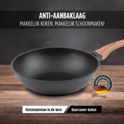 Rosmarino Black Line - Wokpan - Ø30cm - 100% PFAS & PFOA Vrij - Gegoten Aluminium - Non-stick Minerale Coating - Ergonomische Handgreep - Geschikt Voor Alle Warmtebronnen & Vaatwasser -Keuken Pot Winkel 1200x1200 306