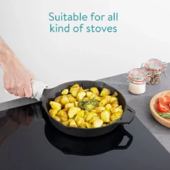 Navaris Gietijzeren Koekenpan - Braadpan Van Gietijzer - Ronde Skillet - Geschikt Voor Alle Warmtebronnen - Ø 30 Cm - Ovenbestendig Tot 260 Graden -Keuken Pot Winkel 1200x1200 323