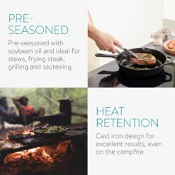 Navaris Gietijzeren Koekenpan - Braadpan Van Gietijzer - Ronde Skillet - Geschikt Voor Alle Warmtebronnen - Ø 30 Cm - Ovenbestendig Tot 260 Graden -Keuken Pot Winkel 1200x1200 332