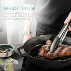 Navaris Gietijzeren Koekenpan - Braadpan Van Gietijzer - Ronde Skillet - Geschikt Voor Alle Warmtebronnen - Ø 30 Cm - Ovenbestendig Tot 260 Graden -Keuken Pot Winkel 1200x1200 333