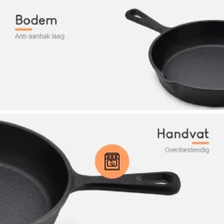 Ocina Gietijzeren Pan – Set Van 3 Stuks – ø25cm, ø19.5cm En ø16cm - Skillet - Koekenpan – Hapjespan – Koekenpan Inductie – Koekenpannenset - Gietijzeren Pan Bbq - Gietijzer - Incl. Receptenboek -Keuken Pot Winkel 1200x1200 457