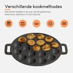 Ocina Poffertjespan– 19 Poffertjes – Poffertjesmaker – Poffertjespan Inductie – Poffertjespan Electrisch – Gietijzeren Pan – Inclusief Warmtebestendige Handvaten– Gratis Receptenboek -Keuken Pot Winkel 1200x1200 679