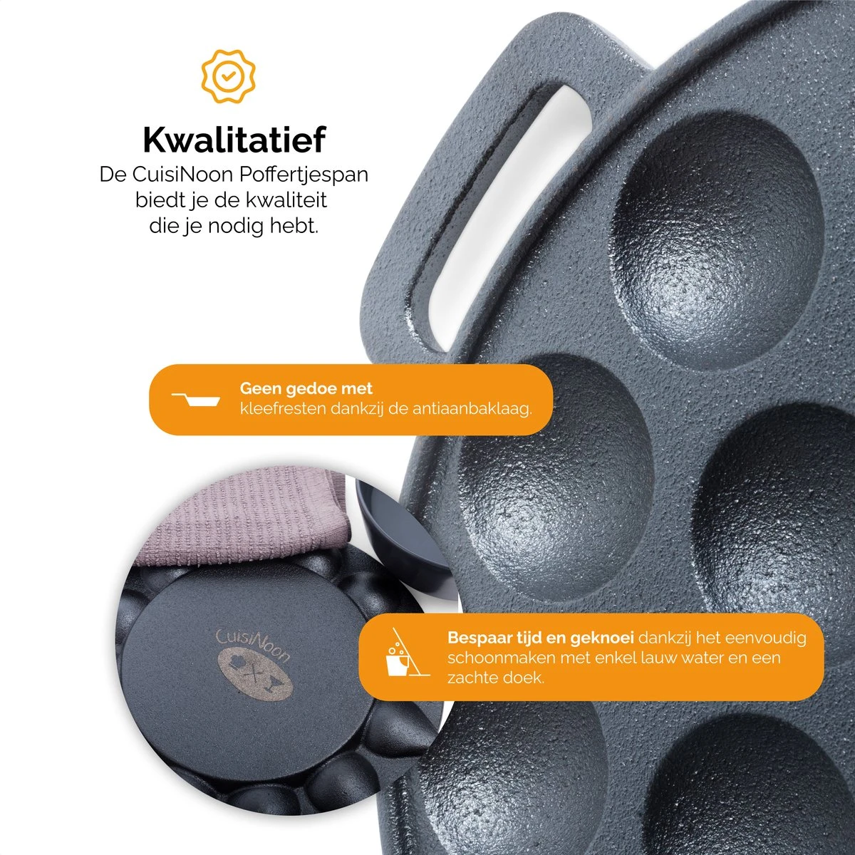 CuisiNoon® Poffertjespan Premium - Complete Poffertjesmaker Set - Inclusief Bakboek 3 CuisiNoon® Poffertjespan Premium - Complete Poffertjesmaker Set - Inclusief Bakboek - Afbeelding 3