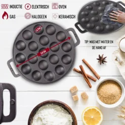 Rednas Poffertjespan Pakket - Incl. Luxe Giftbox - Incl.Bakkwast/Vork/Doseerfles - RVS/Gietijzer 15 Rednas Poffertjespan Pakket - Incl. Luxe Giftbox - Incl.Bakkwast/Vork/Doseerfles - RVS/Gietijzer -Keuken Pot Winkel 1200x1200 695