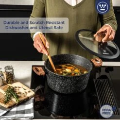 Westinghouse Kookpan/Braadpan Inductie - Ø 24 Cm - Zwart Marmer - Speciale Editie -Keuken Pot Winkel 1200x1200 7