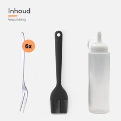 Ocina Poffertjespan Accessoires Set - Doseerfles - Poffertjes Spuitfles - 6x Poffertjes Vork - Kwast - Siliconen Kwast - Bakkwast - Gratis Poffertjes E-Book -Keuken Pot Winkel 1200x1200 719