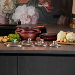 Herenthal Pannenset Inductie - Luxe 10-delige Koekenpan Inductie - Voor Alle Warmtebronnen - Pannen Met Glazen Deksels En Koudgrepen - Burgundy 13 Herenthal Pannenset Inductie - Luxe 10-delige Koekenpan Inductie - Voor Alle Warmtebronnen - Pannen Met Glazen Deksels En Koudgrepen - Burgundy -Keuken Pot Winkel 1200x1200 81