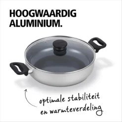 BRABANTIA INDU+ Hapjespan - Keramische Antiaanbaklaag - Met Deksel - Ø 28 Cm - Inductie - Pfas Vrij -Keuken Pot Winkel 1200x1200 869